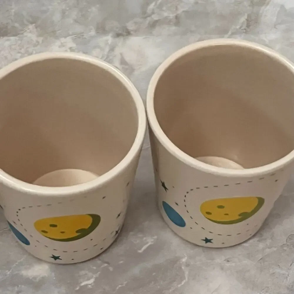 Pillowfort Kids Melamine Cups Set of 4 BPA Free Space and Fruit Pattern